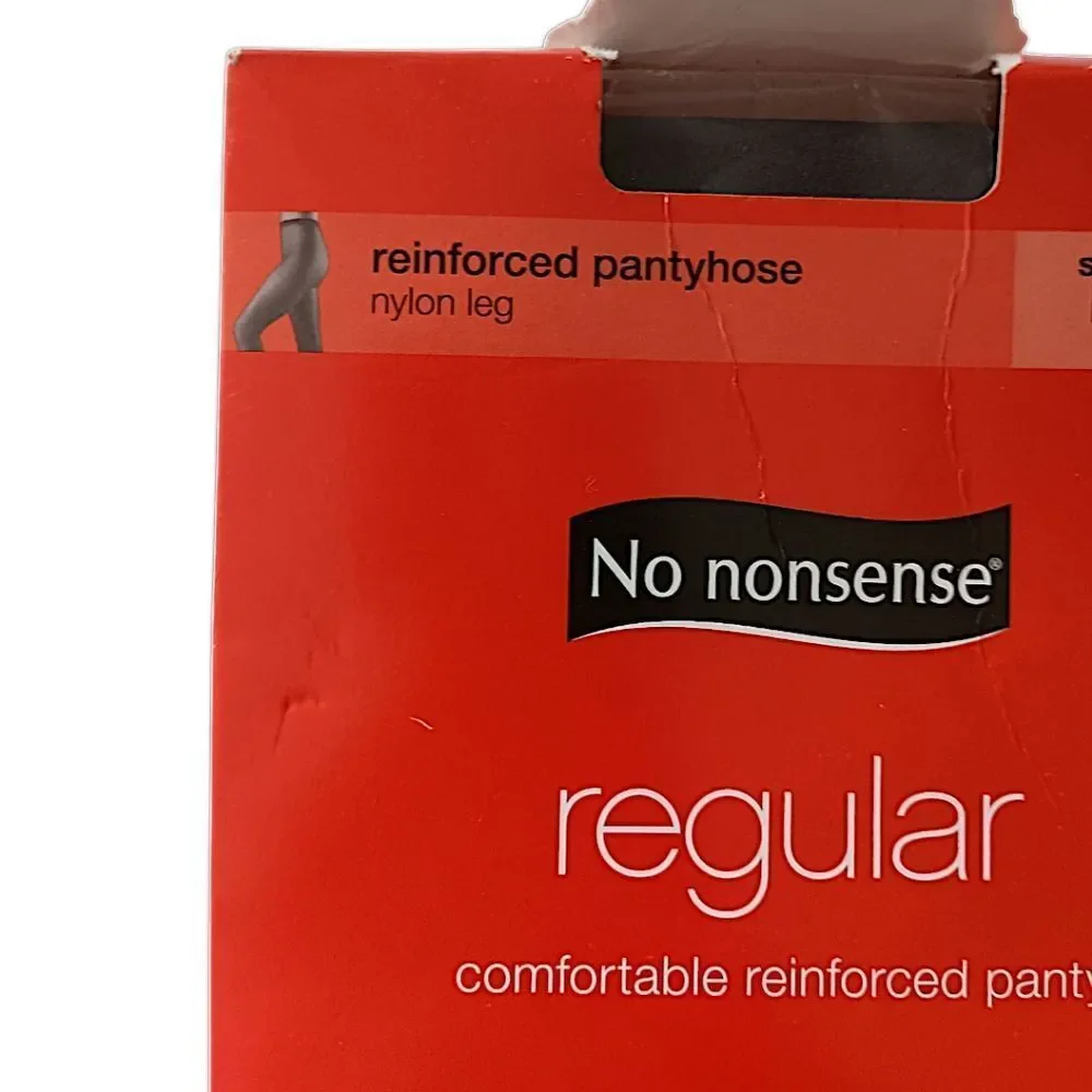 No Nonsense Pantyhose Sz B Off Black Regular Reinforced Toe Panty Made In‎ USA